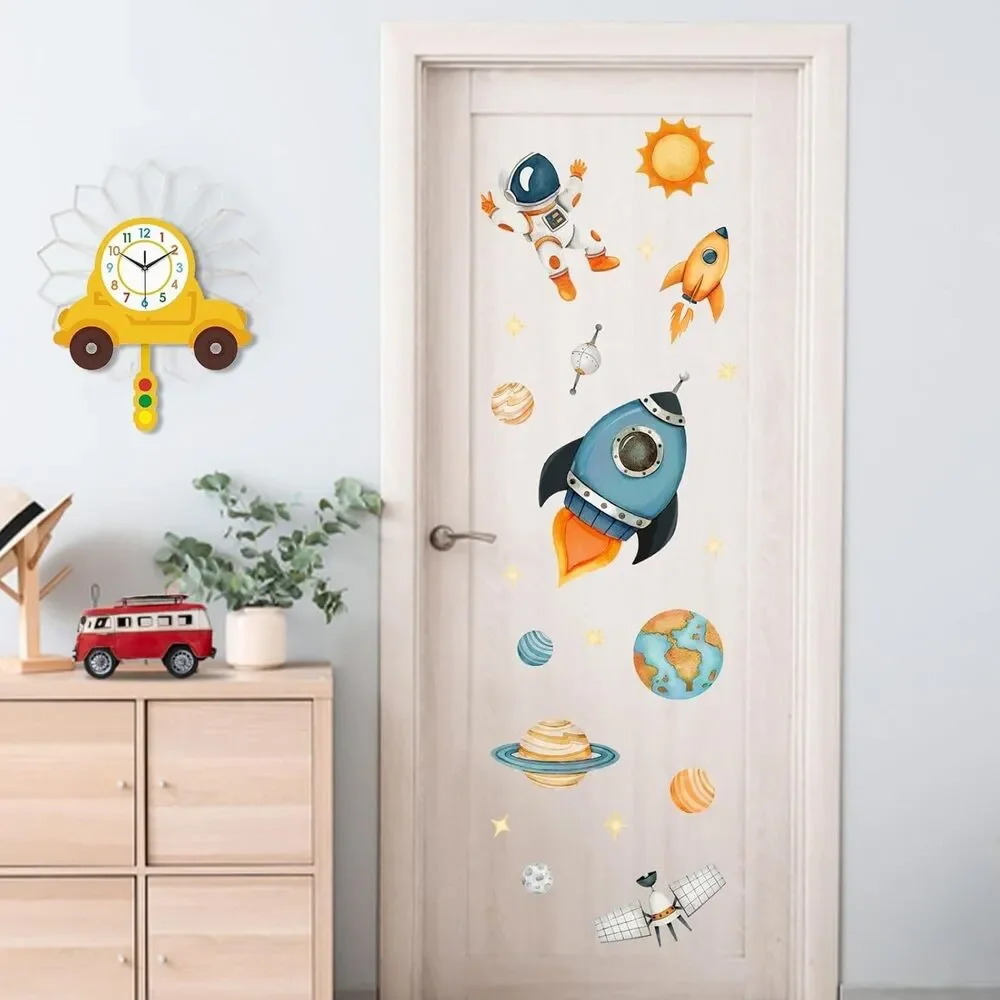 Yovkky Outer Space Astronaut Wall Decals Stickers Peel and Stick 2 pks